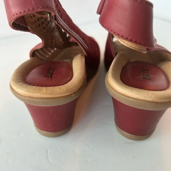 Earth Origins Calla Regal Red Soft Buck Sling Back Wedge Sandals - Picture 6 of 12